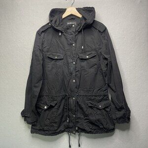 Buffalo David Bitton Black Hooded Military Utility Jacket L/G